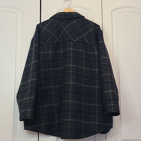 Treasure & Bond Shirt Jacket  Shacket  Blue/ Green Abel Plaid Size 3X - Picture 7 of 13